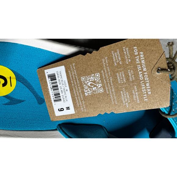 OLUKAI Ulele Flip Flop Beach Sandals Mens 9 Tropic Blue NEW Slip On Thong